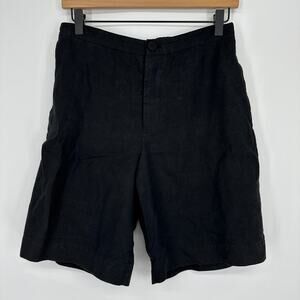 FRAME Black Linen Shorts High Rise 8" Inseam Minimalist Shorts Womens Medium